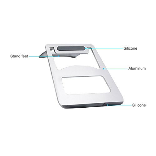 XFAY Ergonomic Aluminium Portabler Kühlend Laptopständer Notebookständer für Laptops, Notebook PC, MacBook (Silber) - 3