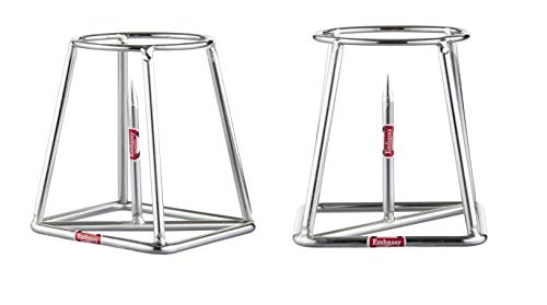 Embassy Stainless Steel Banana Plant Stand/Holder for Pooja (10x10x13.7 cm, Silver, Set of 2) | Thick and Heavy | Ideal for Traditional Ceremonies/Festivals/House Warming | Sturdy & Compact Stand