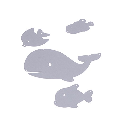 Amazingdeal365 4 PCS Fisch Metall Form Schablonen Schneiden DIY Dekor Sammelalbum Karten Buchzeichen Lesezeichen als Geschenk für Freunde Geburtstag Kinder,Kindergarten Hobby Schule Handarbeit Unterricht usw. Ein tolles Geschenk!
