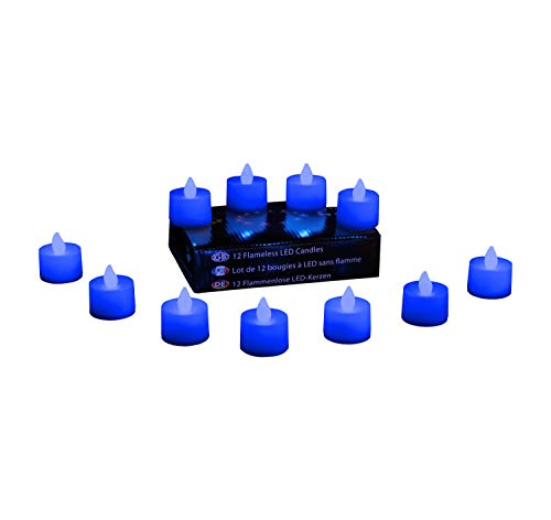 PK Green 12 Velas de Pilar Pequeñas LED Azul Operado por Batería Luces Parpadeantes 4cm para Eventos en Casa Bodas