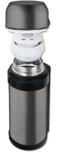 Isosteel VA-9560WQAT Isolierflasche 1,5 L, extragroße Einfüllöffnung, 18/8 Edelstahl mit Quickstop-Einhandausgießsystem und Klappgriff, titan-grau - 2