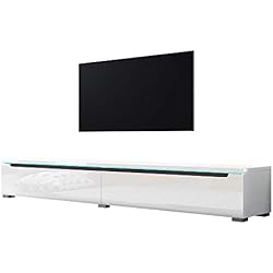 Selsey Swift - Meuble TV/Meuble de Salon (180 cm, Blanc Brillant, avec LED)