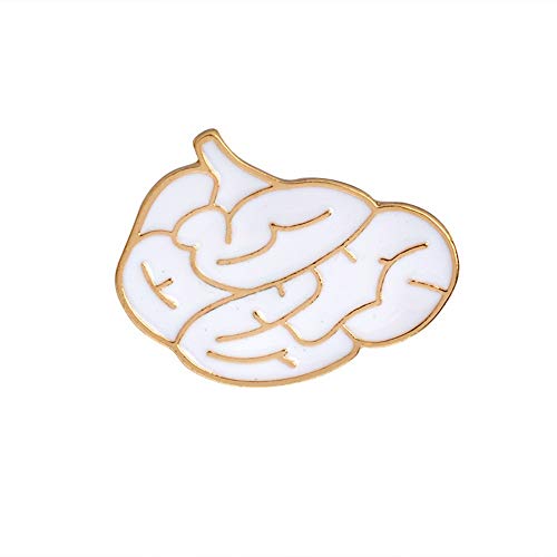 Broche cerebro blanco y dorado