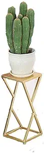 Weston Crafts Metal Planter Stand Wrought Iron Flower Stand, Decorative Flower Pot Rack Indoor Outdoor Iron Art Planter Holders Garden Steel Pots Containers Supports Corner Display Stand,Gold_Medium