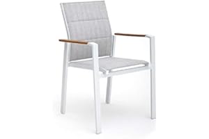 sal mar Poltrona Beverly Bianca in Alluminio impilabile con polywood 56x65xH87 cm