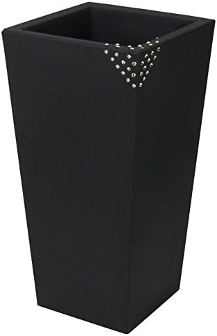 hydroflora 63000315 Nicoli column planter Eros Diamond PY with Swarovski crystals, 30 x 30 x 60 cm, matte anthracite