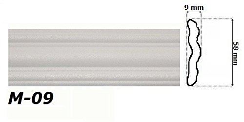 20 Meter Flachprofile Styroporleisten Wandleisten Dekor Stuck 9x58mm, M-09 - 2
