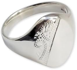 QUALITY UK Sterling Silver Solid Engraved Oval Signet Ring 18 x 13mm Approx 10.0g Size P