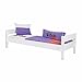 Produktbild Jugendbett 90 x 200 Meine Liebe Gästebett Einzelbett Single Bett mit Lattenrost Tagesbett Jugendbett Kinderbett Bettgestell Bett Sofa für Kinderzimmer Gästezimmer Schlafzimmer Schulen Bett Bettrahmen mit Lattenrost in Weiss Mia Buche massiv, inkl. Rollrost 90 x 200 cm