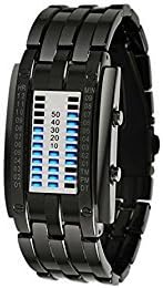 Tungsten Steel Watch Led Students Watch binary Led Watches Small Size - Black