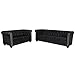 Produktbild Festnight Chesterfield Sofaset Wohnzimmersofa Couch Loungesofa 2-Sitzer-Sofa und 3-Sitzer-Sofa Kunstlederbezug Schwarz