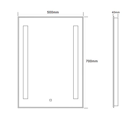 Dr. Fleischmann LED-Beleuchtung Badspiegel GS055 Lichtspiegel Wandspiegel mit Touch-Schalter 50x70cm Tageslichtweiß IP44 - 4