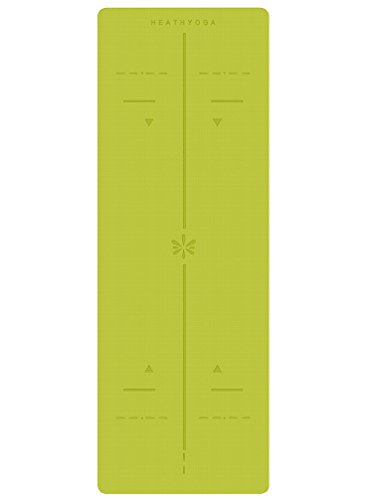 HEATHYOGA hochwertige Yogamatte mit Anti-Ruschbelag, Design Hilfslinien, licht, umweltfreundlich, langlebig, Maße: 183 cm Länge, Breite 65 cm, Höhe 0.6cm - 3
