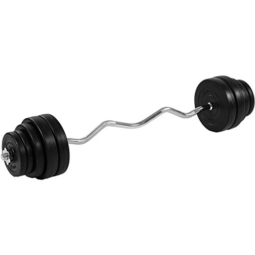 MOVIT® 35 kg Curlset SZ-Stange 120cm Curlstange gerendelt und verchromt mit Sternverschlüssen + 10 Gewichtsscheiben Hantelscheiben Curl Set Hantelset Scheibenaufnahme Ø 25mm