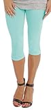  BeLady Damen Leggings 3/4 Capri aus Baumwolle Blickdichte Leggins Viele Größen Viele Farben Schwarz Grafitgrau Dunkelblau Grau Weiß Blau Rosa Braun (Minze, M - 38)
