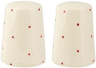 Little Red Dot Earthenware Salt and Pepper, Set of 2, Red/ Cream