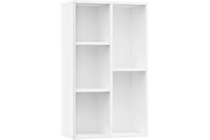 vidaXL Sideboard Bücherregal, Bücherschrank mit 5 Fächern, Wandregal Standregal für Wohnzimmer, Regal Büroregal Aktenregal, Weiß Holzwerkstoff