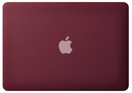 Topideal matte Soft-Touch-Hartschutzh  lle f  r Apple 13  Macbook Pro 33 8  cm mit Retina Display Modell A1425 A1502   ohne CD-ROM-Laufwerk  weinrot