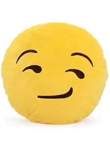 Tickles Smiley Emoticon Yellow Round Cushion Pillow 33cm