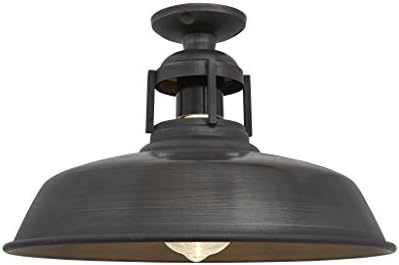 Vintage Industrial Barn Slotted Flush Mount Ceiling Light - Pewter 12"