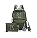 Produktbild zlyhk Ledertasche DREI Set Frauen Rucksack Mittelschüler Schultasche Kaninchen Muster Haarball Hängenden Rucksack Casual