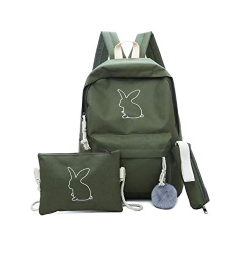 Preisvergleich Produktbild zlyhk Ledertasche DREI Set Frauen Rucksack Mittelschüler Schultasche Kaninchen Muster Haarball Hängenden Rucksack Casual