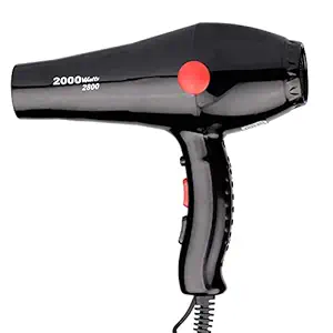 Keviou 2000W Professional Stylish Fold-able Hair Dryers For Men and Women,With Cold and Hot Setting And Extra Nozzle, 2-Speed Setting for Powerful Blow Drying (Black)