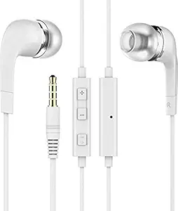 ShopsGeniune in-ear headphones yr earphones for oppo a31 earphone original like wired stereo deep bass hands-free headset earbud with built in-line mic, calling 3.5mm audio jack- White