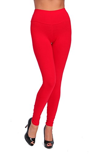 FUTURO FASHION Leggings Taille Haute, Pleine Longueur, Tailles Grandes LWP 38, Rouge