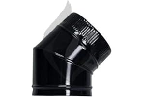 BRICOSOL CODO EXOJO PARA CHIMENEA VITRIFICADO NEGRO (Diámetro 200 Milímetros, CODO de 45 º)