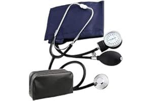 SQUADO Misuratore di Pressione a Pompa, Sfigmomanometro da Braccio per Pressione Arteriosa con Stetoscopio per Uso Professionale, Custodia da Trasporto Inclusa, Nero