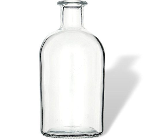 6 leere Glasflaschen „Apotheker 500 ml“ incl. Korken mit sehr großer Öffnung; Likörflasche Vase Schnapsflasche - 4