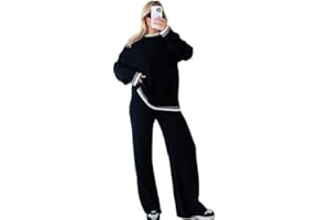 GENERIC Keep Fashion® Womens Oversized Co-Ord Knitted 2 Pcs Set - Ladies Long Sleeve Warm Winter Sweater Jumper Trousers Knitwear Tracksuits Loungewear Outfits Size UK 8-16
