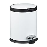 Relaxdays Treteimer 5 L aus Metall H x D: 27,5 x 23 cm Abfalleimer in Edelstahl-Optik als Abfallbehälter mit Absenkautomatik Tretmülleimer für Küche und als Kosmetikeimer im Bad Tretmülleimer, weiß