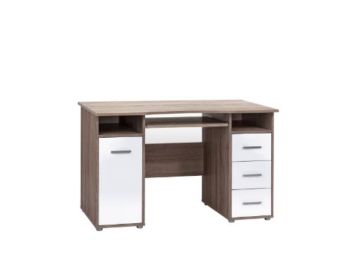 Maja 40298056 Computertisch Eiche Trüffel sägerau Nachbildung, 1200 x 750 x 670 mm, weiß Hochglanz