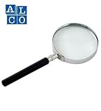 verschraubter Kunststoffgriff Alco Metall 5-fach Lese Lupe echt Glas 50 mm Durchmesser