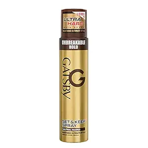 Gatsby Set & Keep Styling Hair Spray - Ultra Hard, Quick Drying, Long Lasting & Natural Shine, Non Sticky & Easy Wash Off, Made in Indonesia, Golden, Citrus, 250 ml