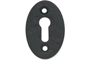 I IRONMONGERY SOLUTIONS Ironmongery Solutions® Black Cast Iron Escutcheon Plates Keyhole Cover Key Hole Door Lock Accessories (Oval Open Escutcheon)