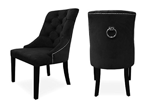 Ein Paar (2 Stück) Luxus Nieten Samt Esszimmerstühle mit Rückenring