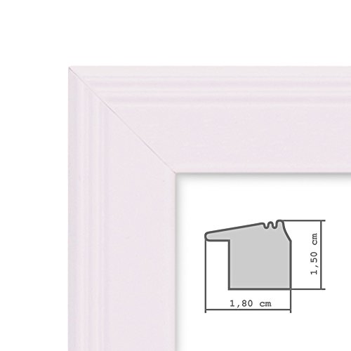 2er Set Landhaus-Bilderrahmen 20×30 cm Weiss Massivholz mit Glasscheibe und Zubehör / Fotorahmen - 2