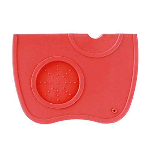Preisvergleich Produktbild YESMAEay Stampfmatte Kaffee Multifunktions Verdicken Anti-Rutsch-Verschleißfestigkeit Kaffee Tamper Halter Silikon Pad Matte Werkzeug für Baristas Red