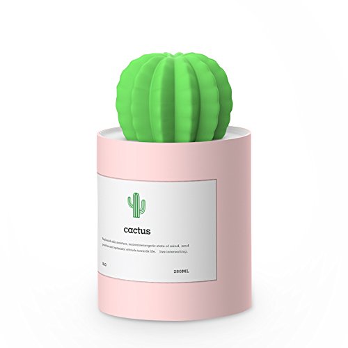 Humidificador Ultrasónico, Moojay Cactus Humidificador Negativo de Iones de Oxígeno del USB 280ml, Conveniente para Cuarto de Baño, Dormitorio, Compañía, Habitación de Los Niños y Otra Decoración
