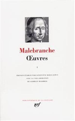 Book's Cover of Malebranche  Oeuvres tome I