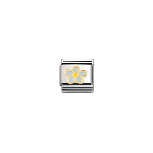 Nomination Composable Classic Nature Edelstahl, Email und 18K-Gold (MIOSOTISHIMMELBLAU) 030214