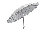 SORARA Parasol Jardin | Gris | ø 260 cm | Rond Shanghai | Polyester 180 g/m² (UV 50+) | Mécanisme à Manivelle, Fonction d?Inclinaison (Pied excl.)