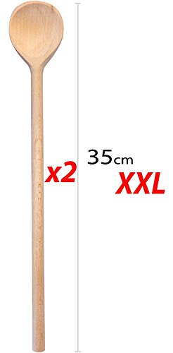 RSW24® 5-tlg Kochlöffel-Set aus kräftigem Hartholz, 25-35cm Länge, aus Buchenholz, Hartholz, Verschiedene Größen, Küchenutensilien hergestellt in Europa, mit Back-löffel und Koch-Löffel - 8