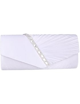 Adoptfade Damen Falten Satin Abendtasche Strasssteine Dekoration