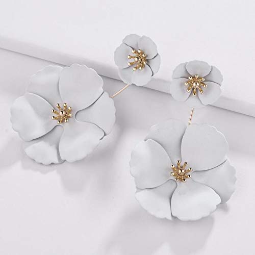 Preisvergleich Produktbild CJMDEH Ohrringe Ohrring Mode Emailmalerei Blume Gemalt Gänseblümchen Blumen Blume Gemalt Frühling Garten Baumeln Drop-Anweisung Ohrringe Für Damen Grau