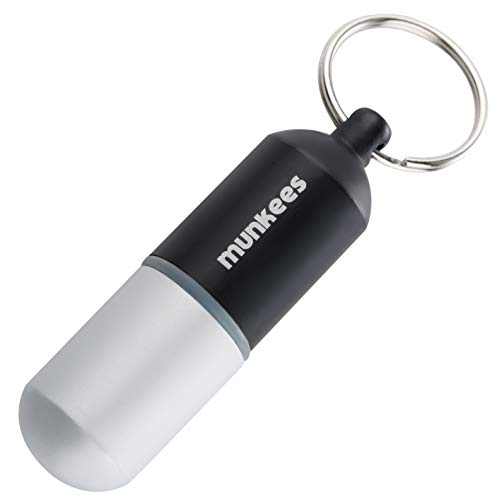 Preisvergleich Produktbild munkees Schlüsselanhänger Tablettenbox Pillendose Medikamentenbox Wasserdicht, Aufbewahrungsbox mit Schraubverschluss (Gummidichtung), Groß - 25x88 mm, Schwarz, 36278