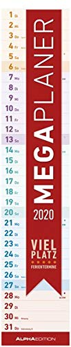 Megaplaner 2020 - Streifenkalender (14,5 x 70) - mit Ferienterminen - viel Platz für Notizen - Streifenplaner - Wandplaner - Küchenkalender